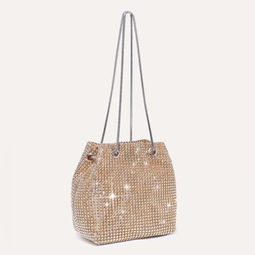 Mini Rhinestone Decor Chain Bucket Bag